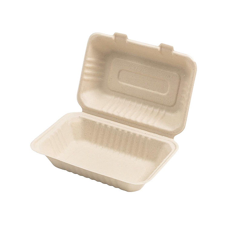 Factory Price Sugarcane Bowl Disposable Compostable Food Container 2 Compartment Bagasse Bowls with Lid for Restaurant Takeaway