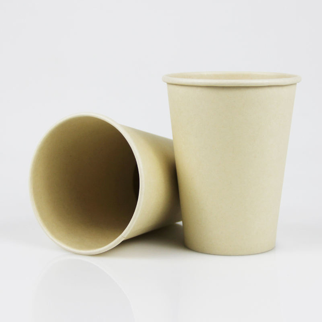 Biodegradable Disposable Printed Design Compostable Bamboo Pulp Paper Cups with lids