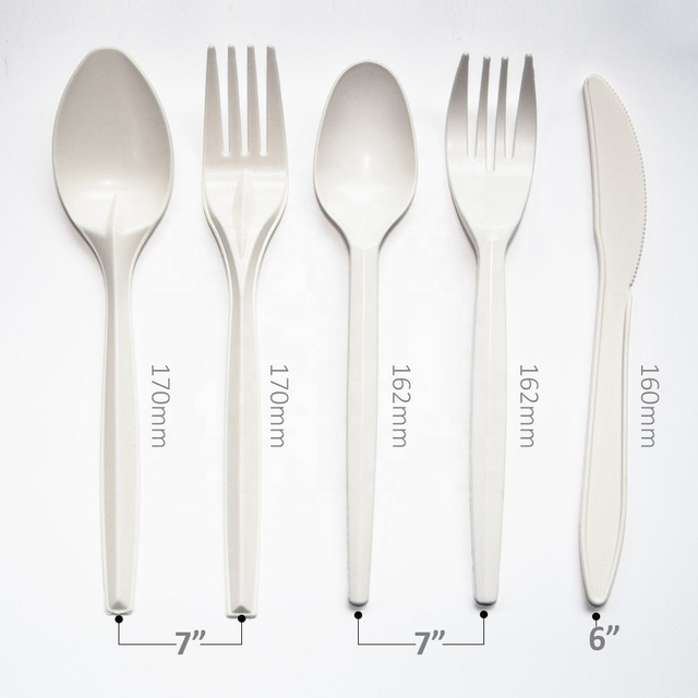 Cornstarch Cutlery Packing Individually Wrapped Disposable Cutlery Plastic White Fork Spoon Knife Cpla Bulk Cutlery Compostable