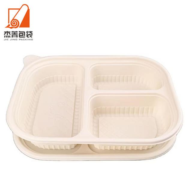 Eco-Friendly Corn Starch Food Packaging Biodegradable Tray Catering And Canteen Disposable 3 Compartment Food Box