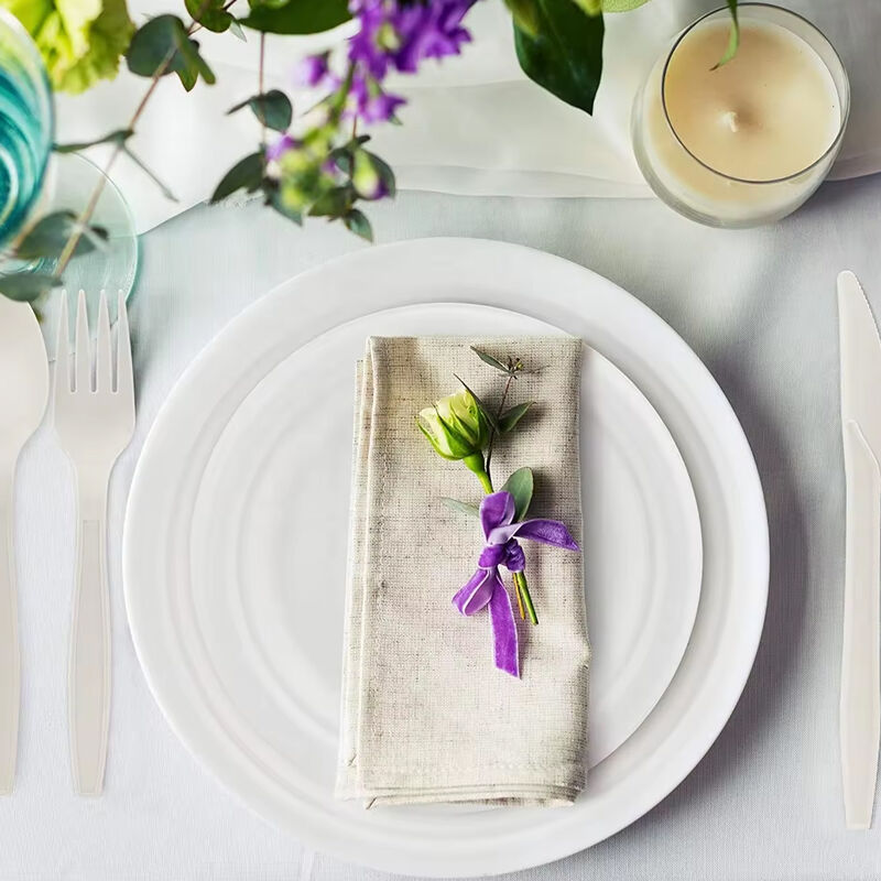 BBQ Party Events Wedding Disposable Tableware Food Plate Biodegradable Dinnerware Corn Starch Dinner Plate