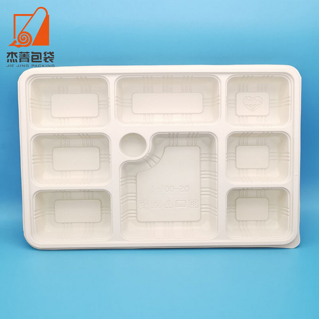 New environmental protection disposable food packaging 8-grid takeaway lunch box microwave degradable corn starch food container