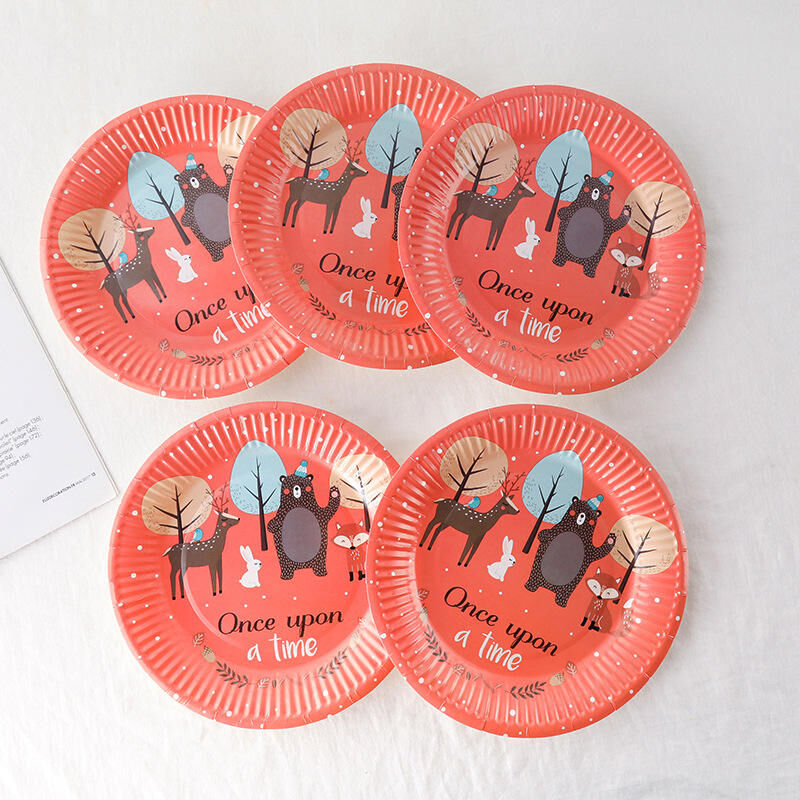 Factory price wholesale Paper plates Party wedding decorations cartoon color paper plate disposable dinner plate