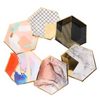 Quality supplier Custom hexagonal colored disposable gold-plated paper plates can be used to decorate parties