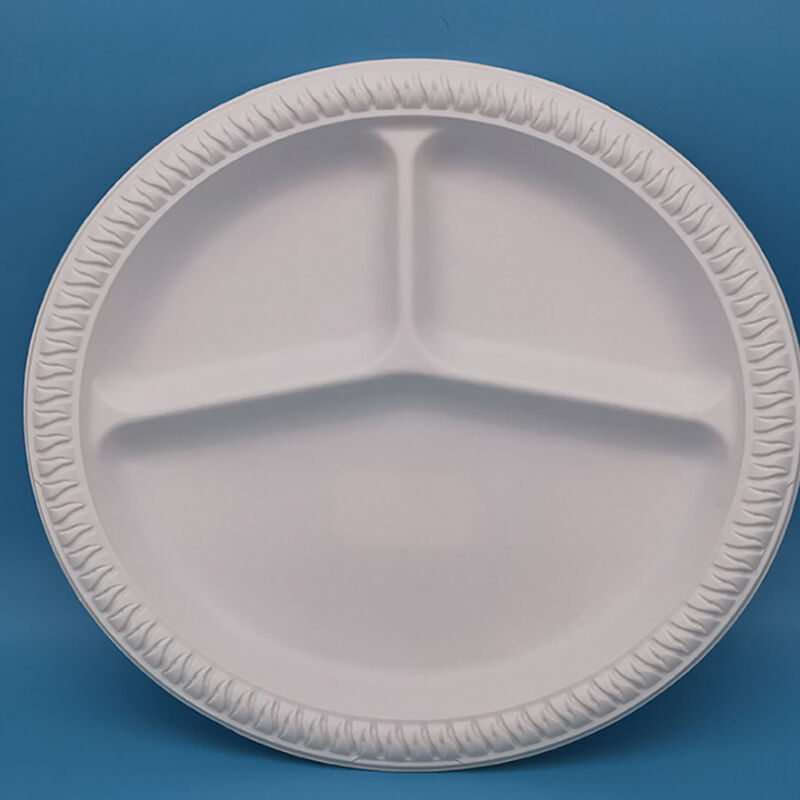 Restaurant Disposable 10 Inch 3 Compartment Biodegradable Food Plates For Sale