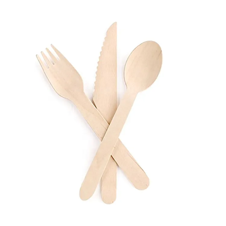 Wholesale Custom Packaging Disposable Bamboo Wooden Plastic Cutlery Sets for Restaurant