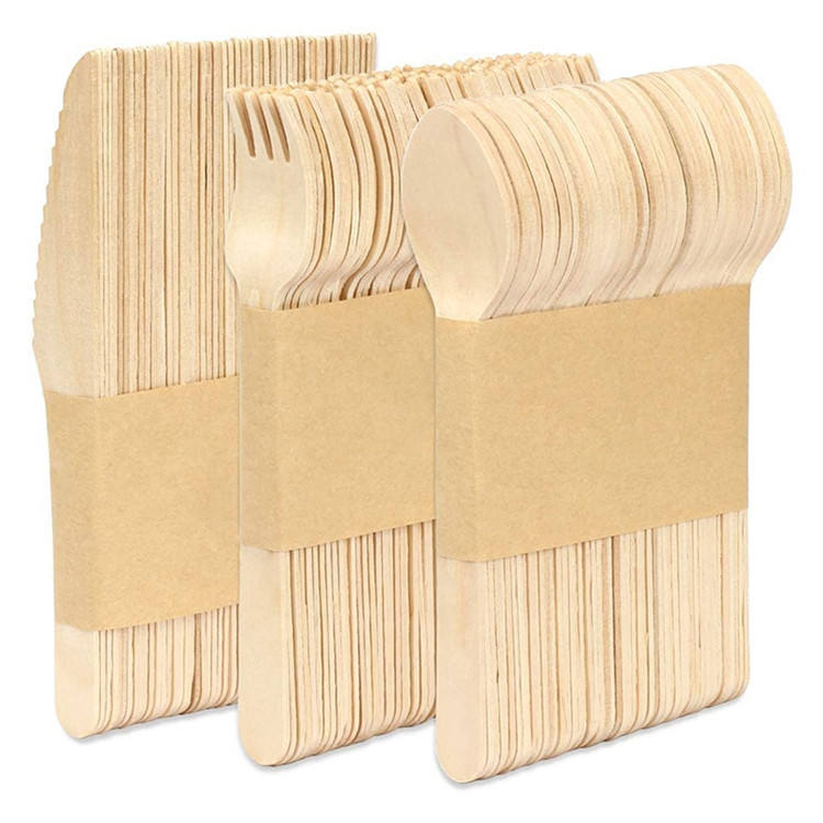 Hot Sale Disposable wooden cutlery spoon wooden spoon eco-friendly cutlery sets