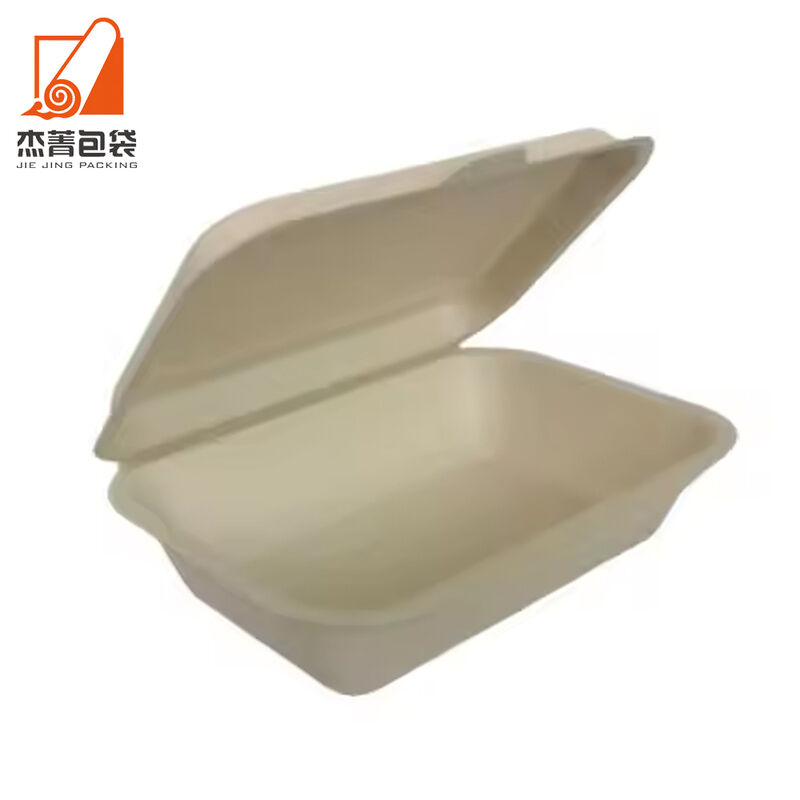 Wholesale Compostable Biodegrad Clamshell Hamburger Box Bagasse Sugarcane Clamshell Container