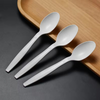 150mm white Bio-based Flatware Corn starch Spoon Disposable heavy duty reusable Eco-friendly 6 inch Cornstarch tea spoon