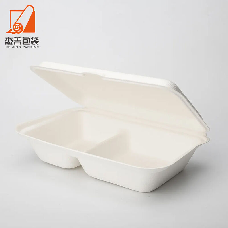 Biodegradable Pulp Molding Food Takeaway Packaging Clamshell Sugarcane Bagasse Disposable Lunch Packing Boxes