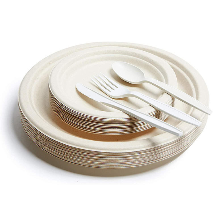 Wholesale Compostable Biodegradable Disposable Bagasse Sugarcane Pulp Cutlery Tableware Knife Fork Spoon