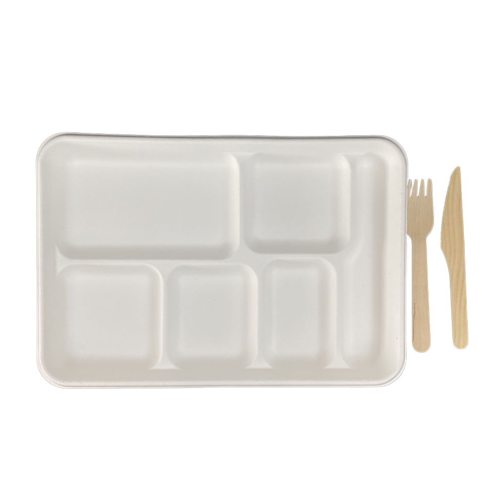Werkseitige Zuckerrohr-Bagasse-Tabletts mit biologisch abbaubarem kompost ierbarem Einweg-Deckel