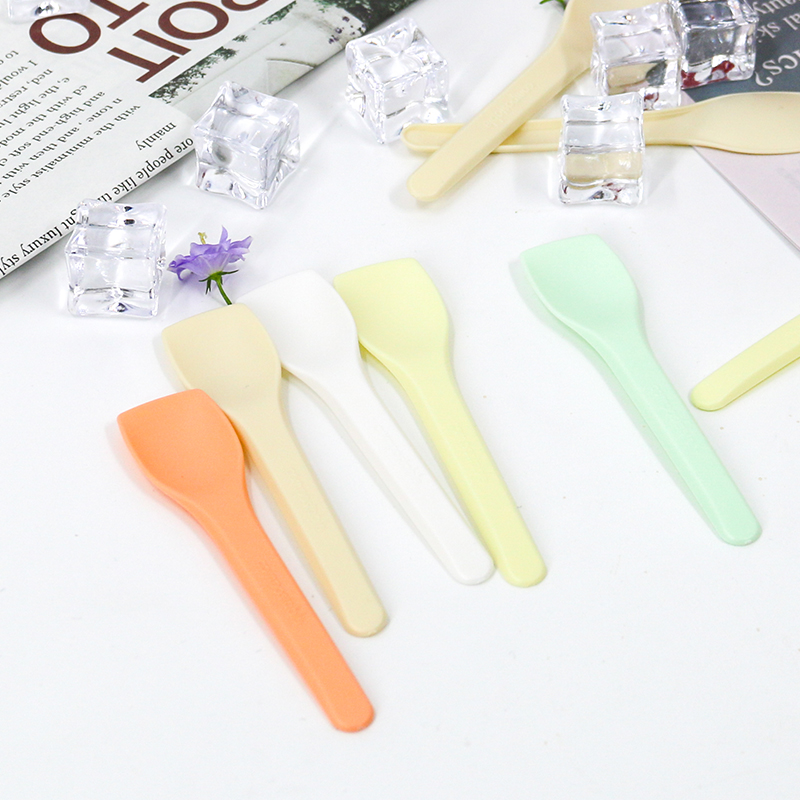 Individually Wrapped Cutlery Disposable Ice Cream Spoon PLA Colorful Ice Cream Tasting Spoons