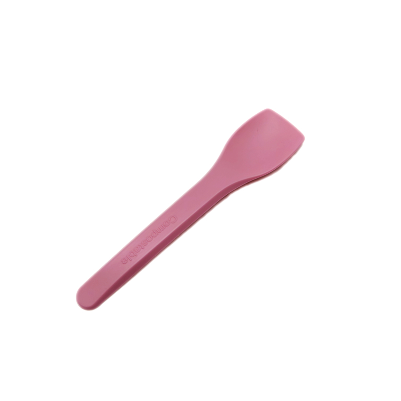 Compostable Individually Wrapped Cutlery Disposable Small Spoon PLA Colorful Ice Cream Tasting Spoons for Party