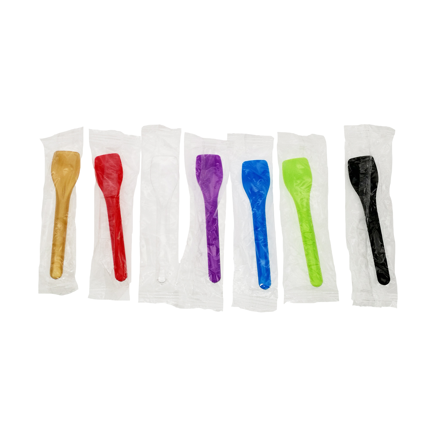 PLA Biodegradable Eco Friendly Green Healthy Food Safe Touch Colorful Solid Handle Plastic Spoon Ice Cream Yogurt Bulk Package