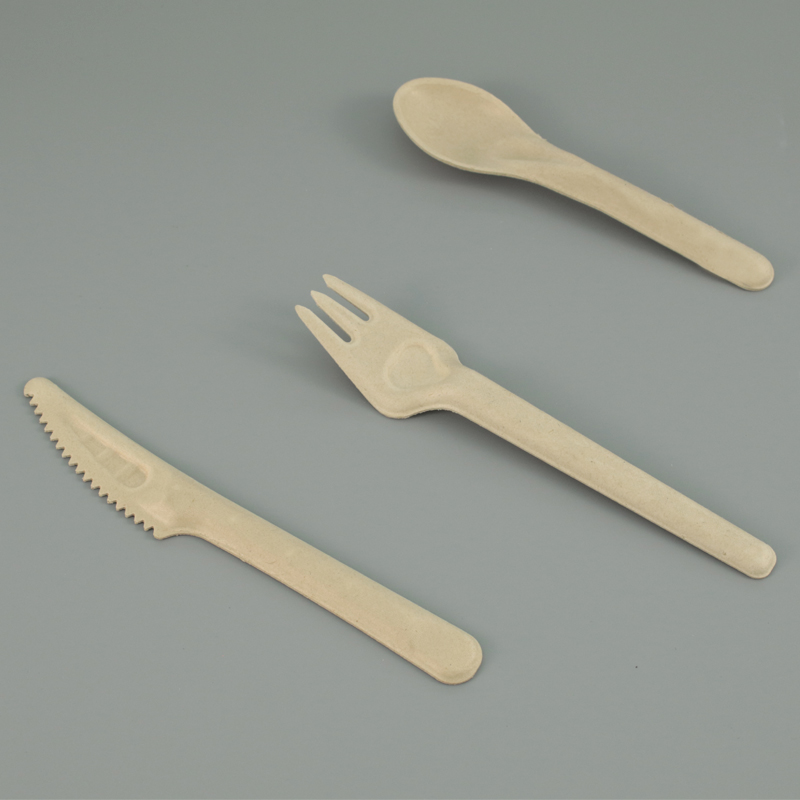 Biologisch abbaubares kompost ier bares Zuckerrohr Bagasse Papier Besteck Faser Zellstoff Gabel Messer Löffel Besteck