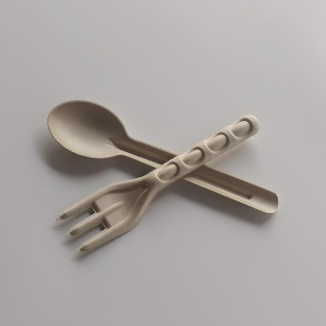 Natural Compostable Paper Spoon Cutlery Utensil Sets Biodegradable Disposable Sugarcane Knife and Fork