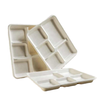 Biodegradable & Compostable Sugarcane Bagasse Plates 5 Compartment Fast Food Container Tray