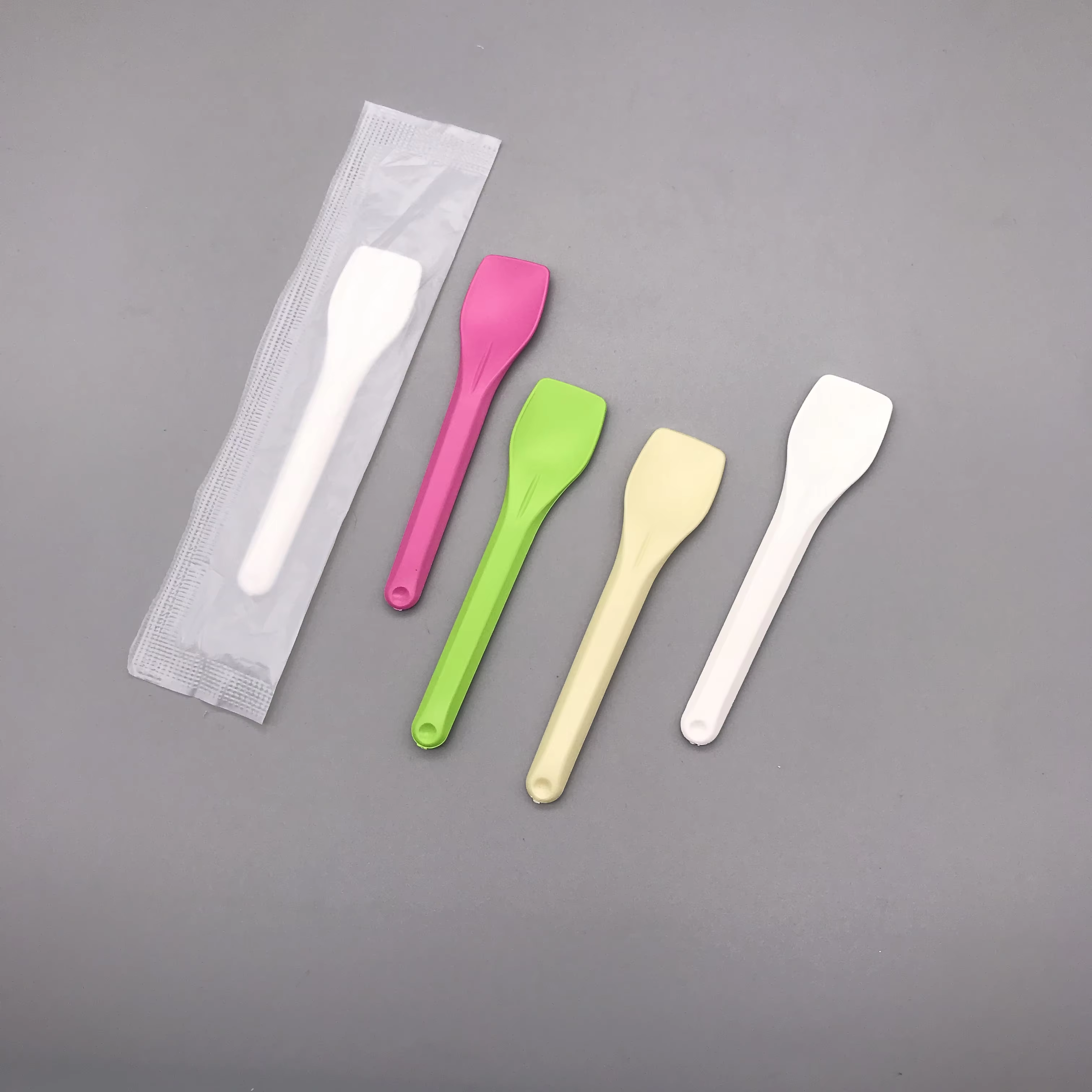 Biodegradable Compostable PLA Individually Wrapped Ice Cream Gelato Spoon