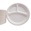 Wholesale Disposable Customized Dinner 3 Compartment Round Bagasse Food Plate for Restaurants
