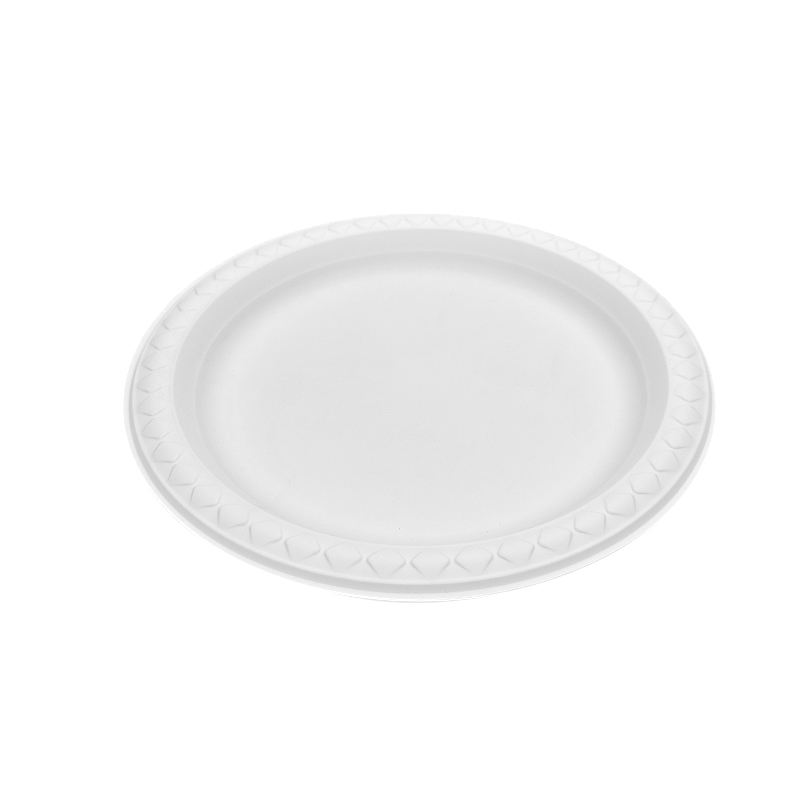 Microwavable 3 Compartments Disposable Corn Starch Plates Environmentally Friendly Round White Plates