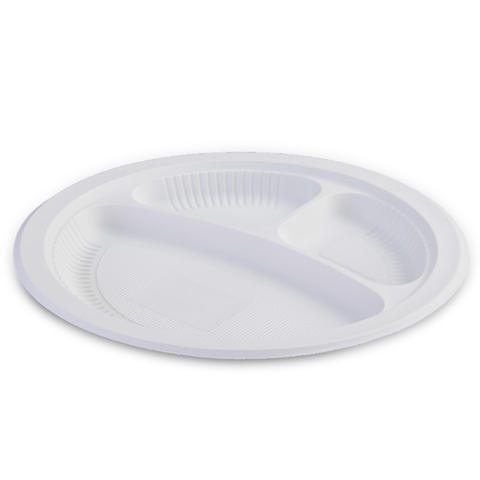 Disposable Eco Sectional Round Party Divider Super Rigid Cornstarch Bagasse Compartment Dinner Biodegradable Plates