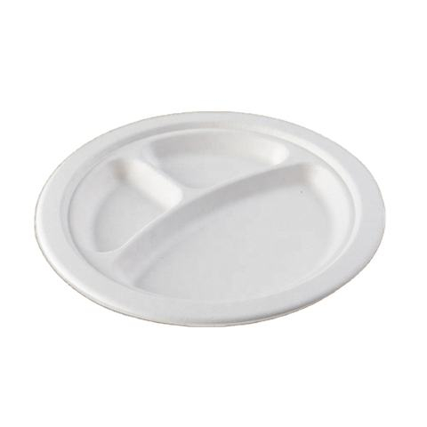  Eco-Friendly Disposable Paper Plate in White/Natural Bio-Degradable Sugarcane Bagasse for Parties