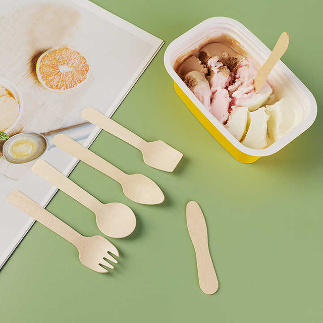 Healthy Biodegradable Disposable Wooden Spoon Customized Shape Wooden Spoons