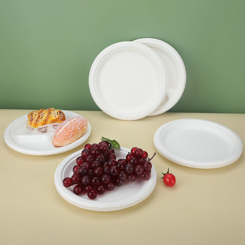 Biodegradable Disposable Sugarcane Wedding Plates Disposable Set Pulp Disc Tableware Cake Picnic Thickened Disposable Plate