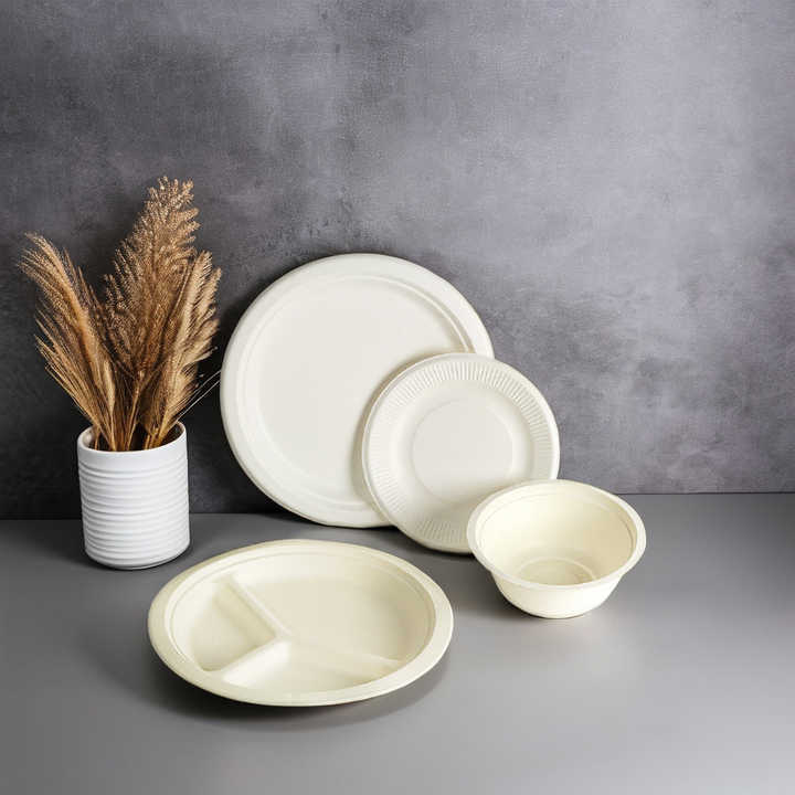  compostable Bagasse China Manufacturer's Cheap Disposable Wedding Dish round plate