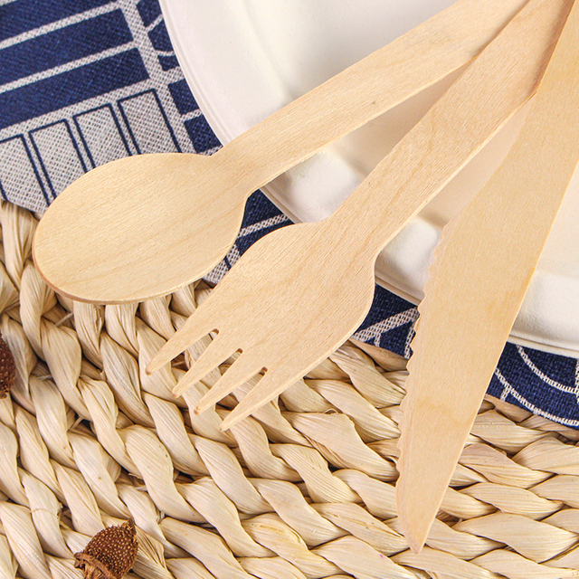 Disposable Eco-Friendly Wooden Cutlery for Home Use for Food Fruit Eating and Parties