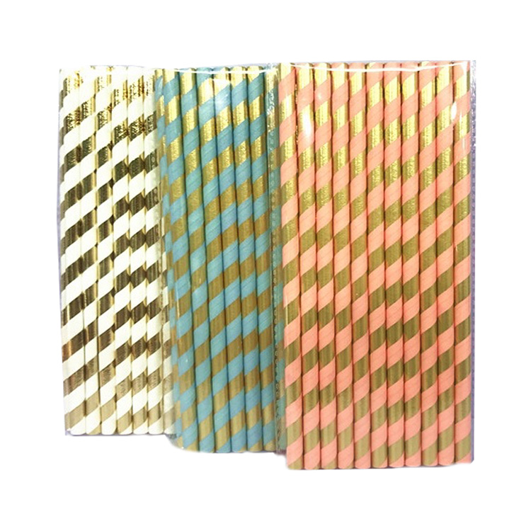 Customized Strip Mix Printed Colors Dot Striped Paper Straws