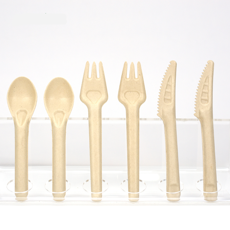Wholesale Compostable Biodegradable Disposable Bagasse Sugarcane Pulp Cutlery Knife Fork Spoon