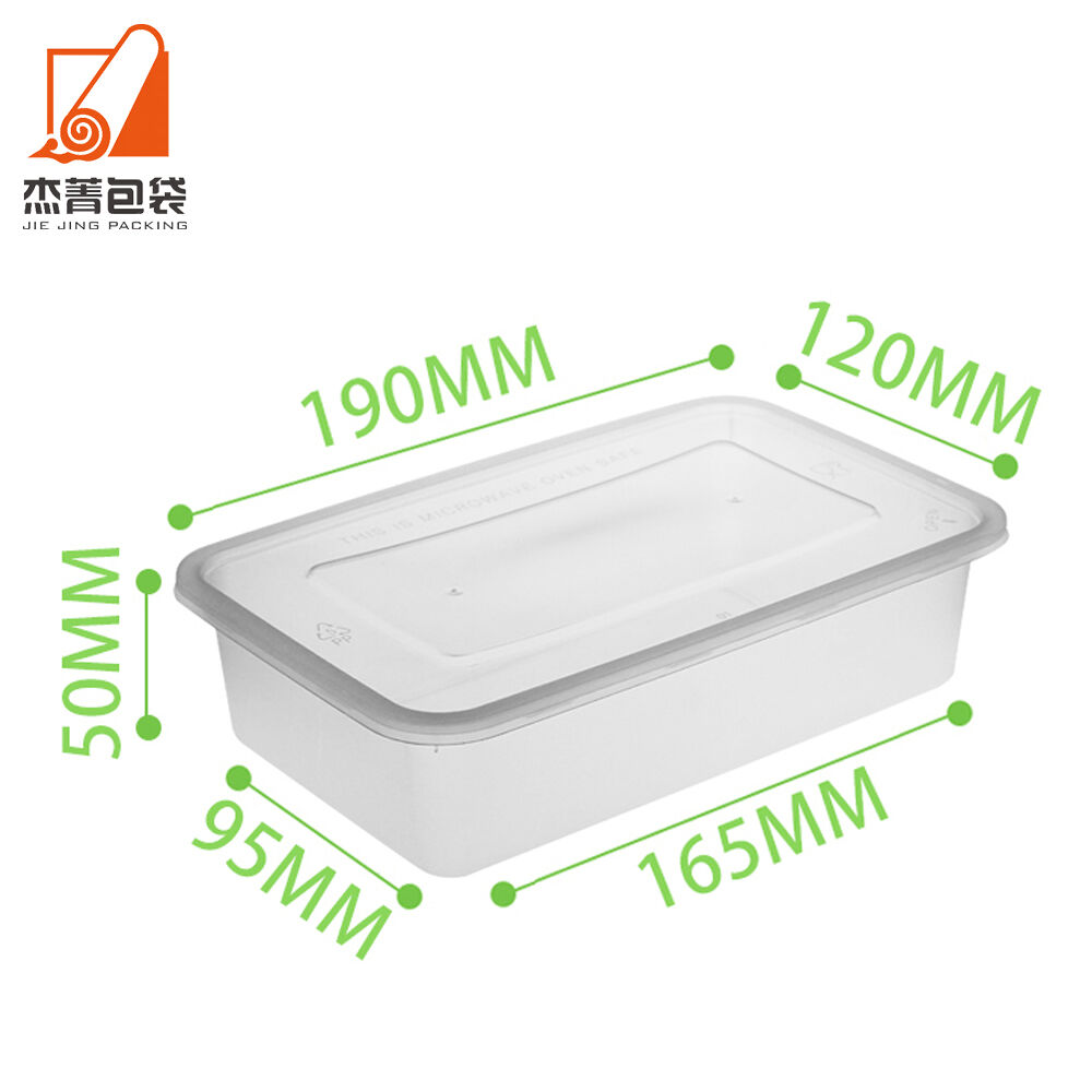 850ml Meal Prep Transparent Rectangular Fast Food Takeaway Microwavable Plastic Container with Lid