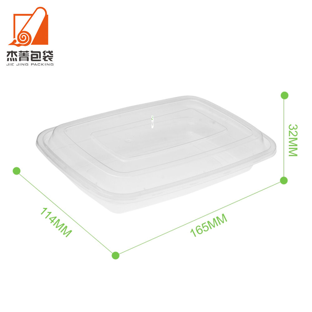 650ML Disposable Clear Black Rectangle Plastic Food Container Accept Custom LOGO Printing Takeaway Plastic Boxes for Lunch
