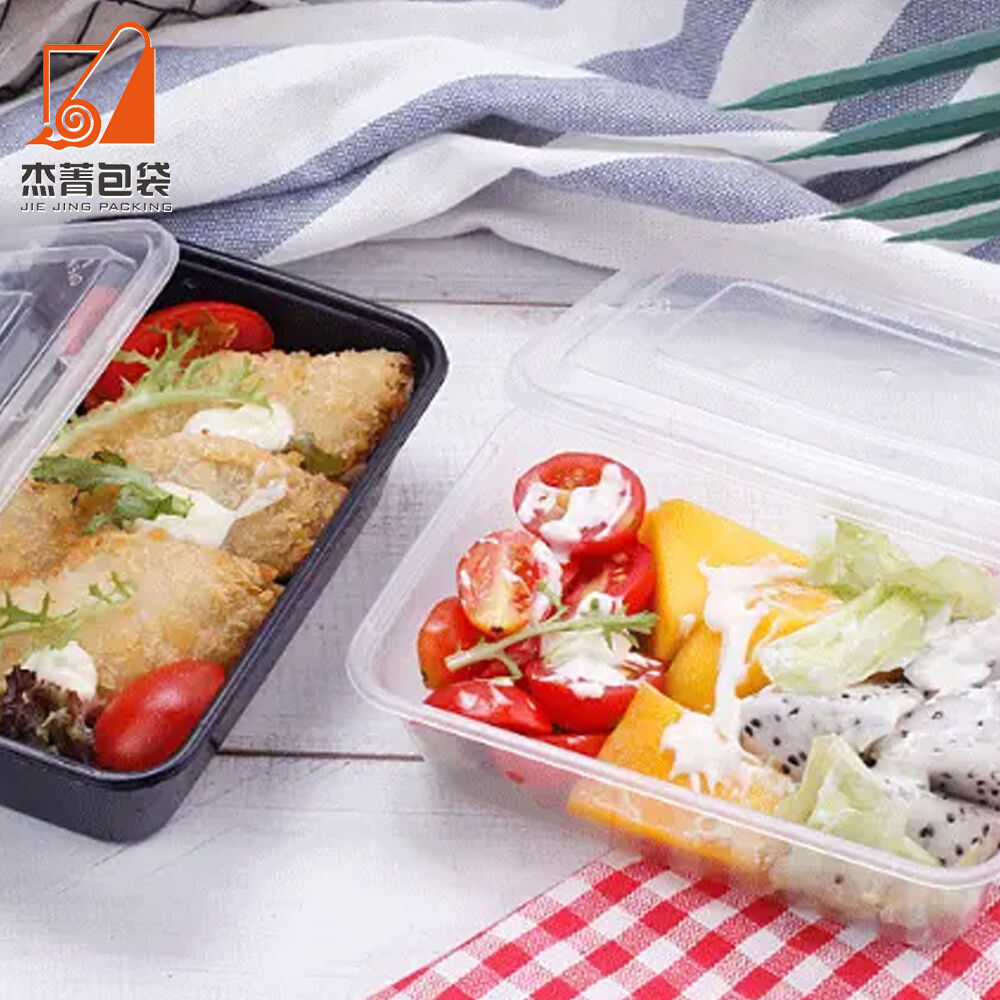 Disposable Food Packing Rectangular Takeaway Transparent Fast Food Lunch Box Thickened Plastic Commercial With Lid