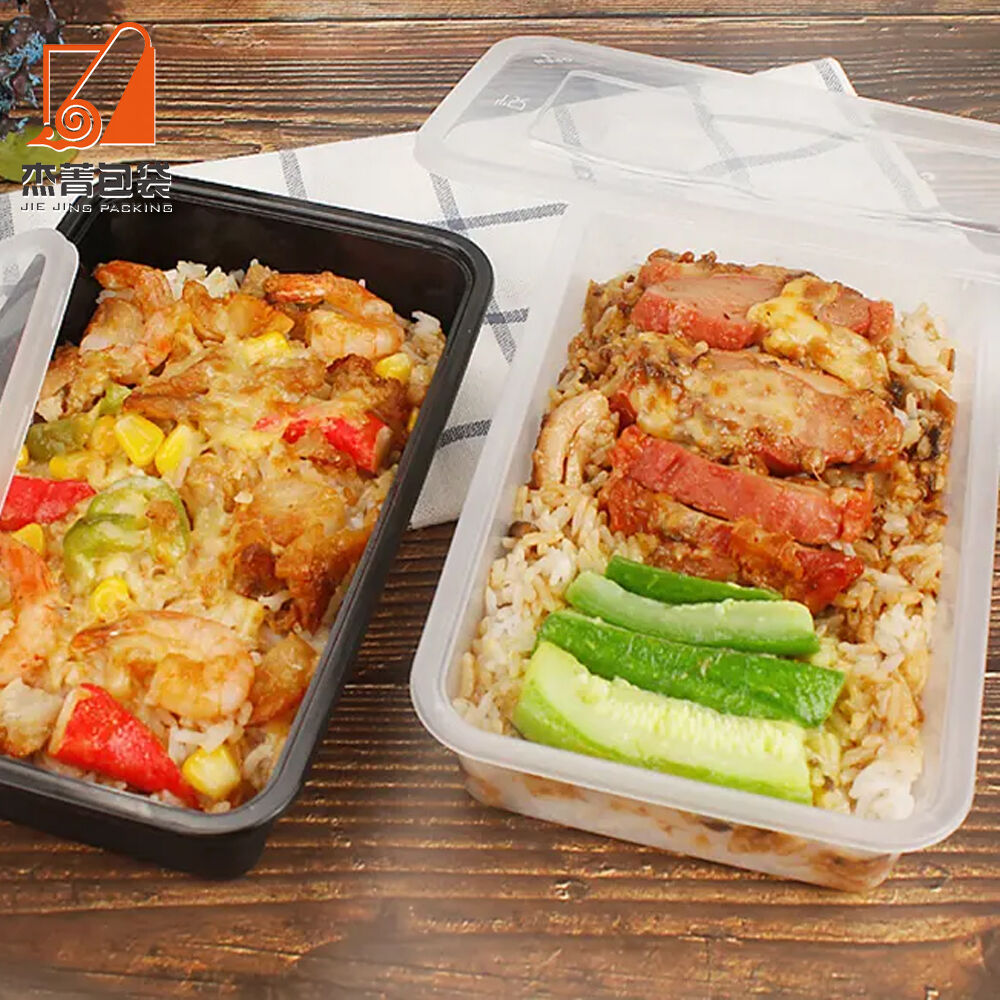 1000ml American Style Disposable Plastic Box With Lid Rectangular Shape Salad Container