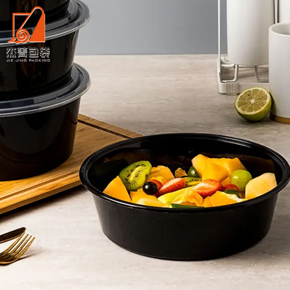 300ml Supermarket Disposable Plastic Large Size Round Box Salad Meal Vegetable Food Storage Bowl Container