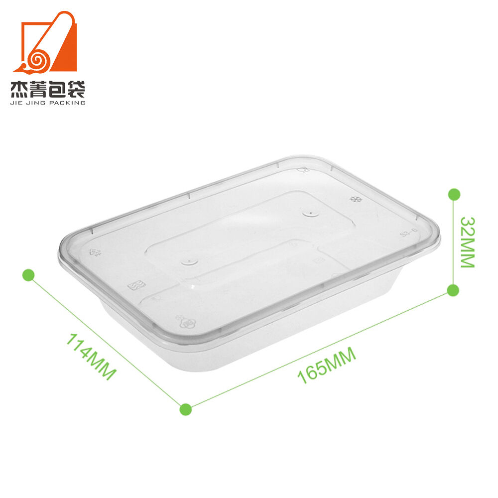 Disposable Food Container Rectangular Takeaway Transparent Fast Food Lunch Box Thickened Plastic Box With Lid