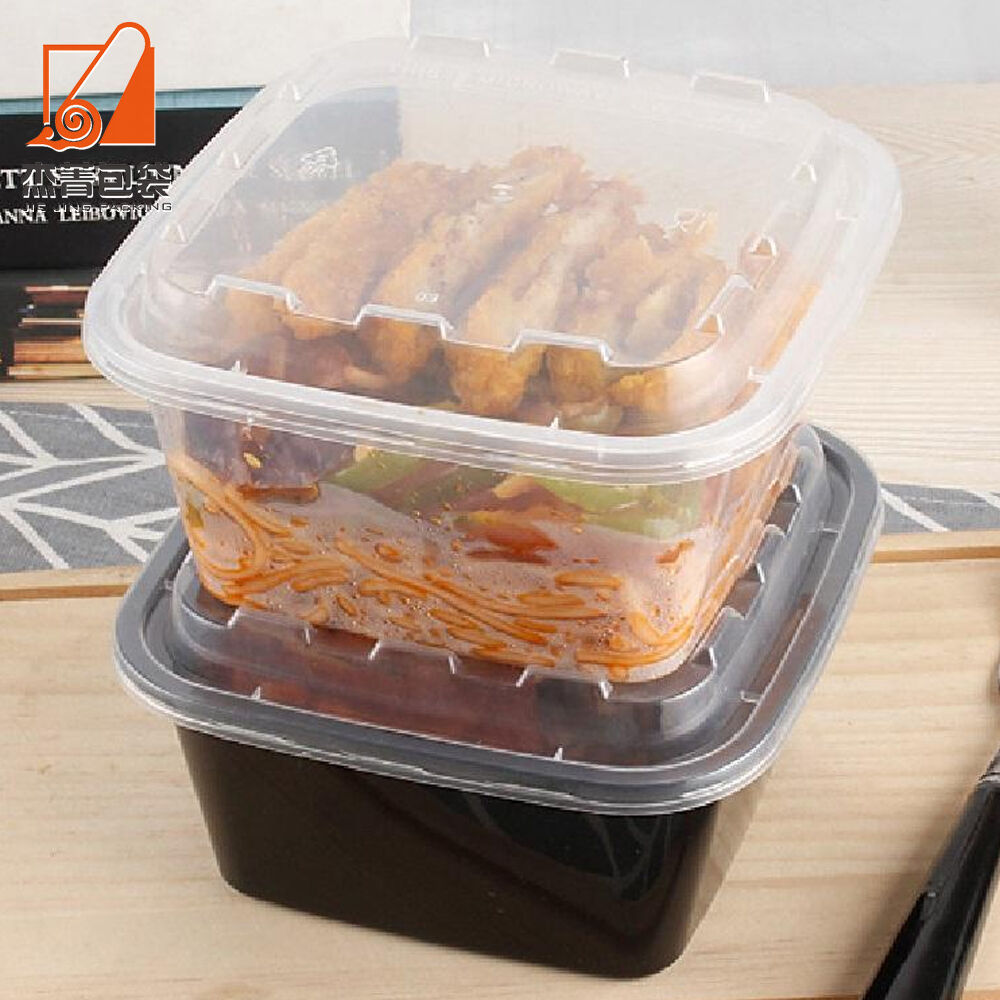 Wholesale Plastic Food Grade Container Bento Packaging Take Away Disposable square Lunch Box