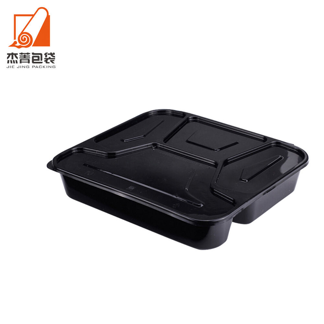 Disposable 4 Compartment Bento Box Hinged-Lid Lunch Container