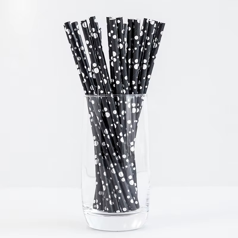 Wholesale Eco-Friendly Disposable Striped Paper Bamboo PLA Straws Biodegradable Bar & Wedding Party Supplies with Free Sample