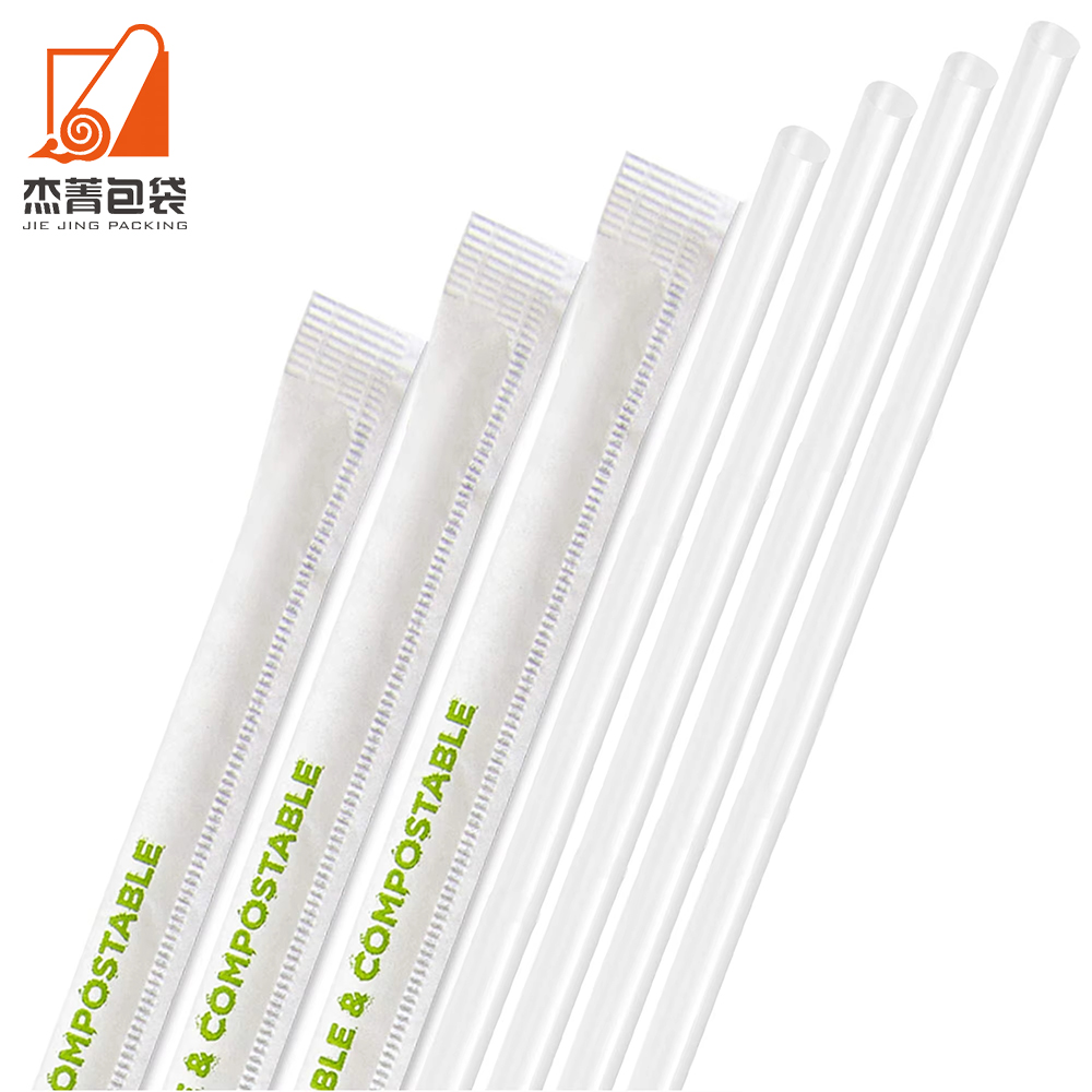 Eco Biodegradable Individually Wrapped Compostable Disposable Clear PLA Bubble Tae Straw For Drinks Iced Coffee Milkshake