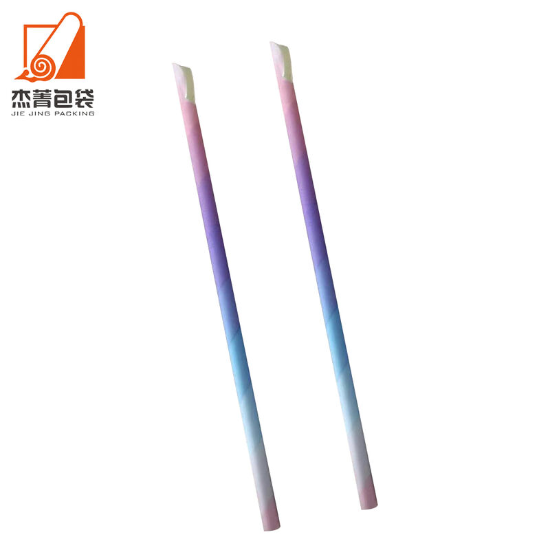 Customized Colorful Biodegradable Paper spoon straw Environmental Protection Hot And Cold Drink Paper straw