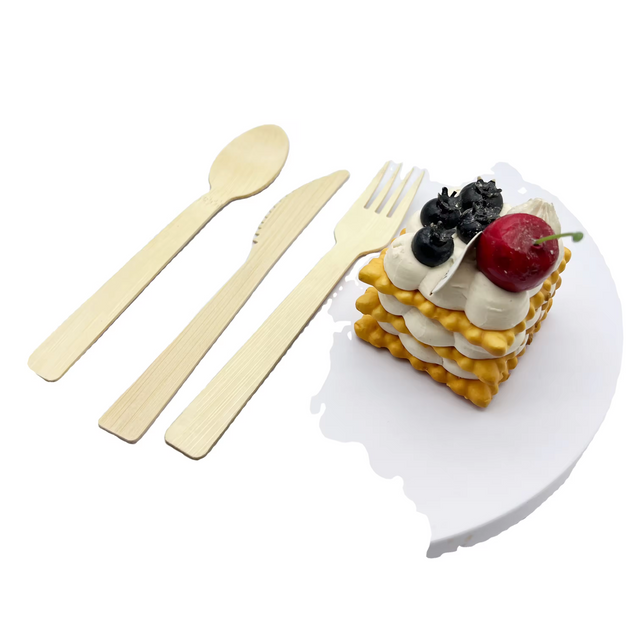 Natural Birch Wood Fancy Wooden Disposable Cutlery Spoon Fork Knife Set