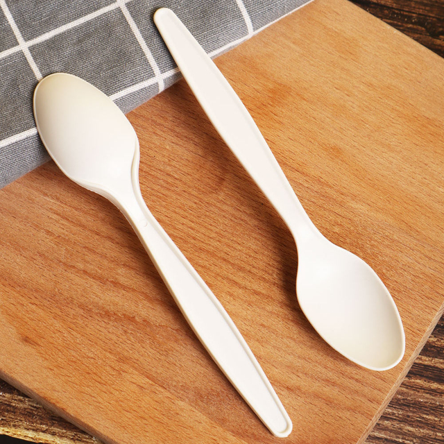 Disposable Cornstarch Biodegradable Cutlery 7inch Cornstarch Cutlery Flatware Knife Fork Spoon