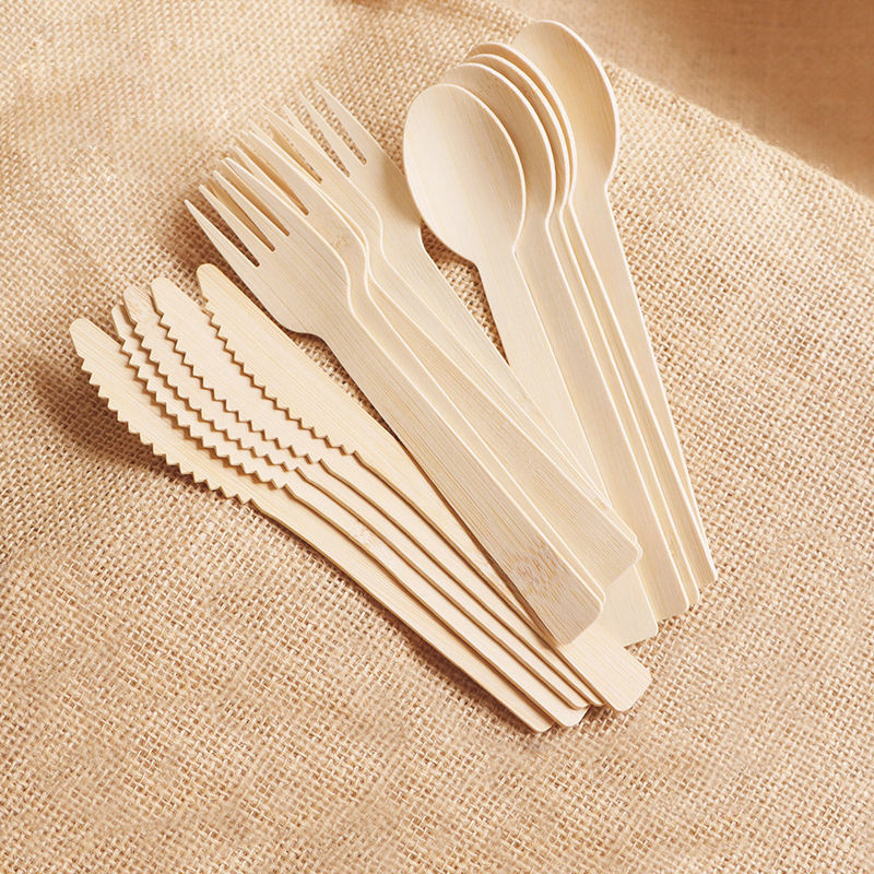 Biodegradable Disposable Eco Friendly Bamboo Fork Spoon Knife Bamboo Cutlery