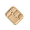 Custom Biodegradable Food Tray Sugarcane Bagasse Tableware 5 Compartment Trays Disposable Plates and Cups