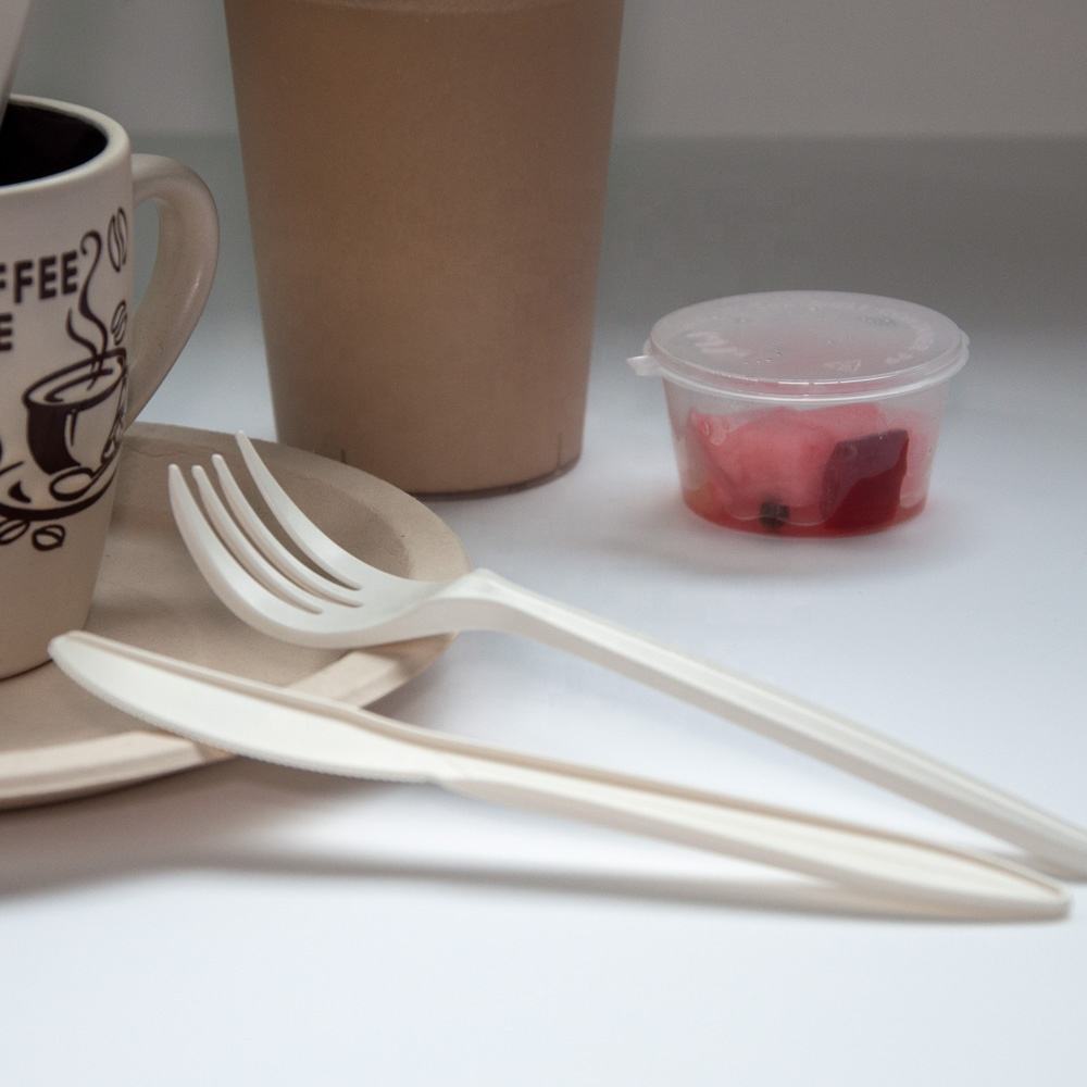 Cornstarch Cutlery Packing Individually Wrapped Disposable Cutlery Plastic White Fork Spoon Knife Cpla Bulk Cutlery Compostable