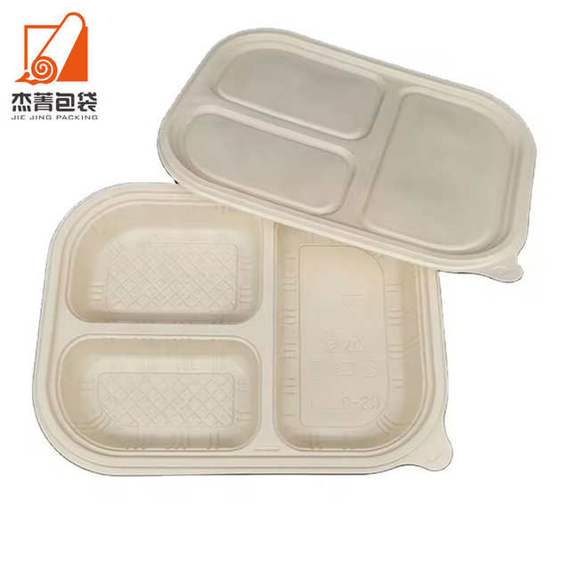 Eco-Friendly Corn Starch Food Packaging Biodegradable Tray Catering And Canteen Disposable 3 Compartment Food Box